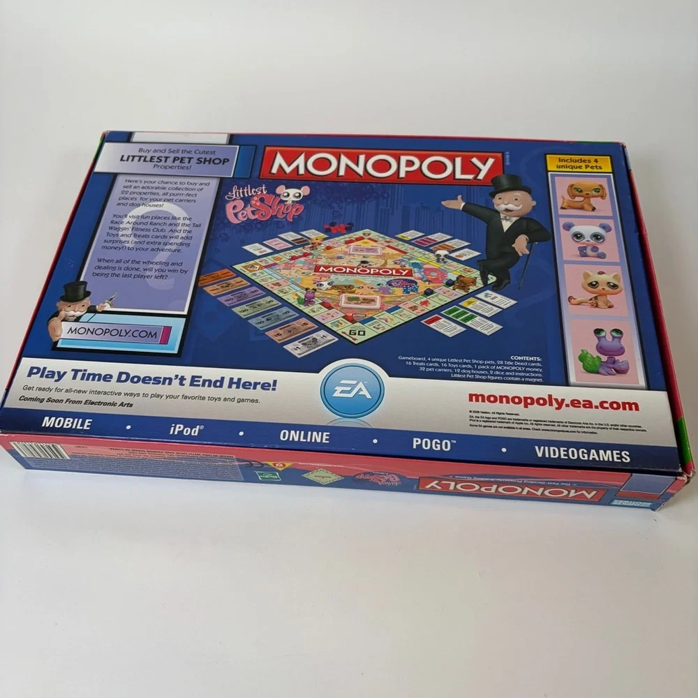 Monopoly Littlest Pet Shop Edition‎ 2008 COMPLETE w/ 4 Pets